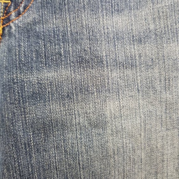 7FAM jeans 26 flare denim lightly distressed dirty aged wash U076004U-004U Y2K - Picture 4 of 16